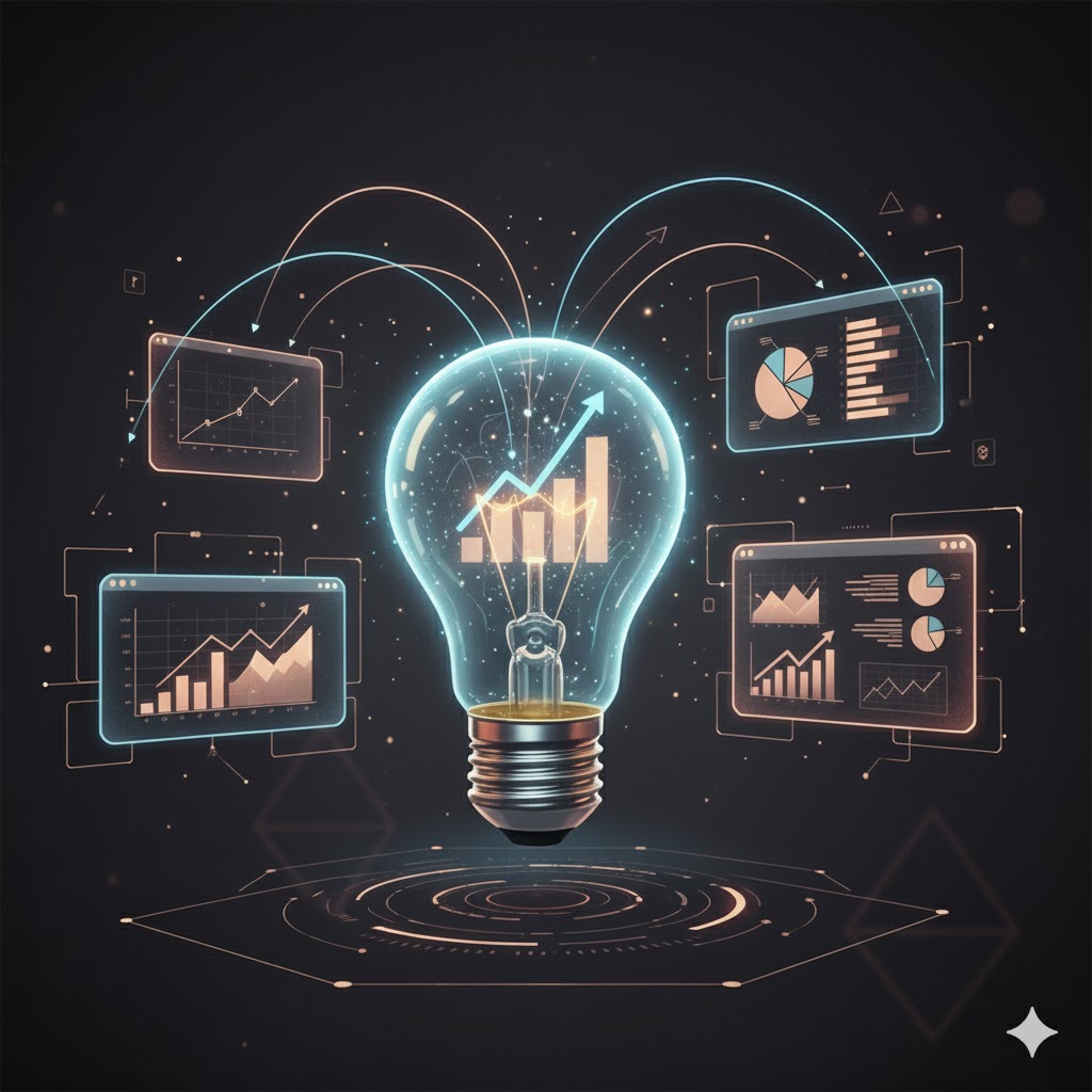Gráficos de crescimento e uma lâmpada de ideias