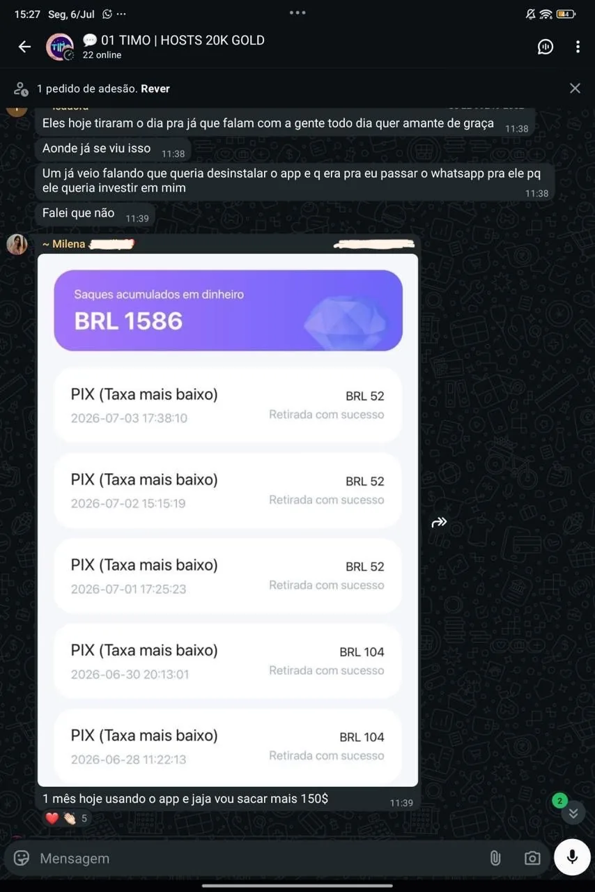 R$ 1.586 no primeiro mês